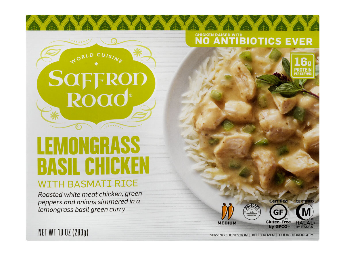 Saffron road lemongrass basil chicken frozen dinner