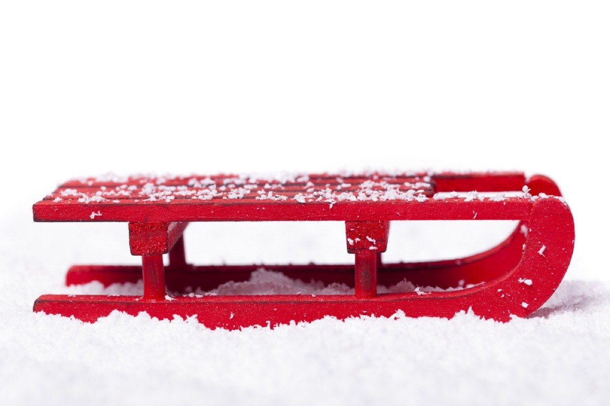 red sled on snow