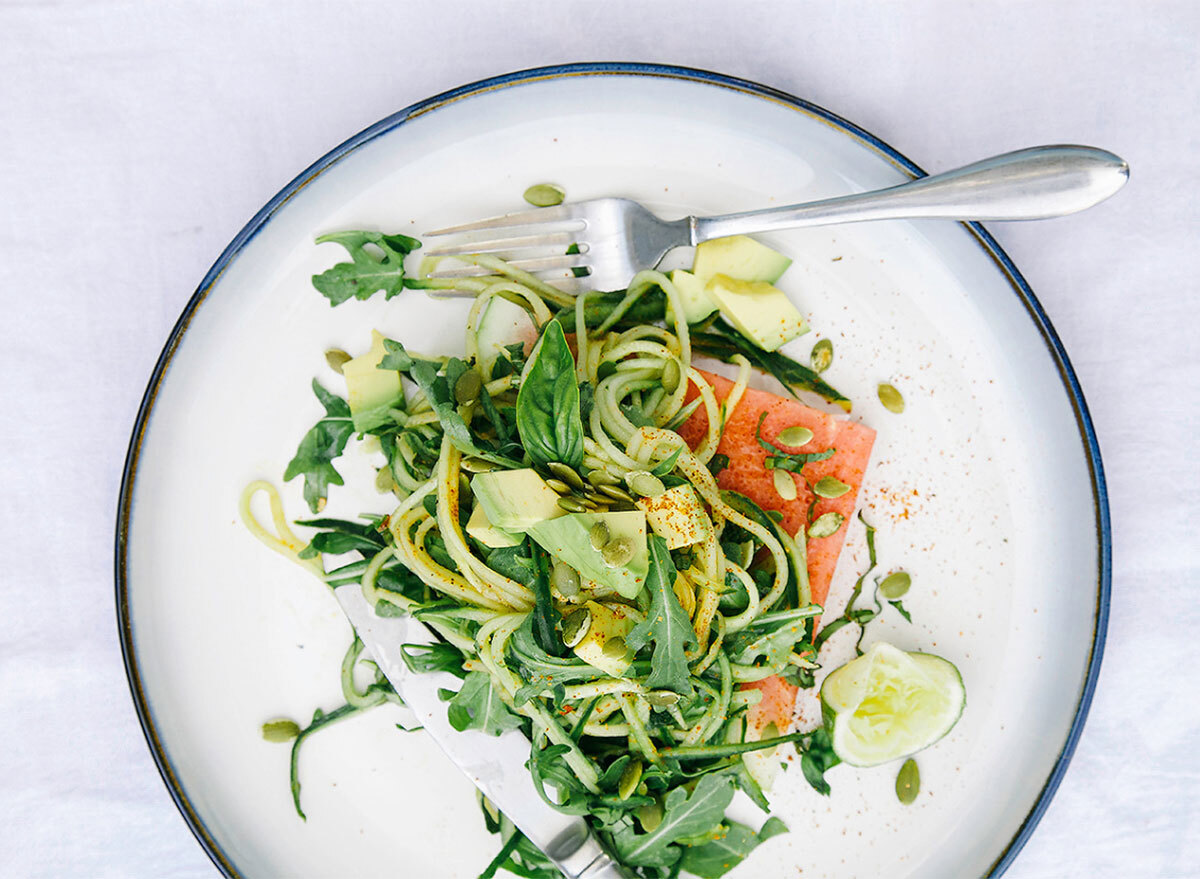 cucumber noodles with watermelon and chili lime