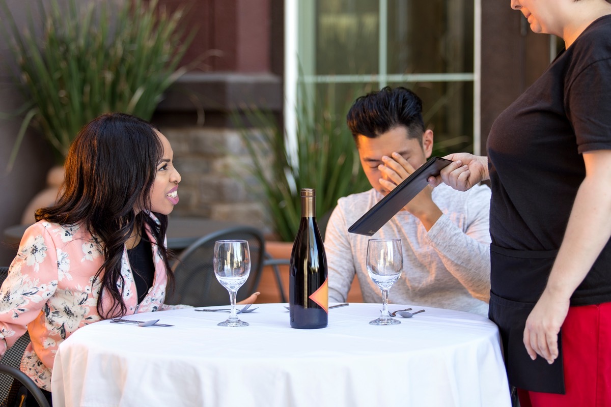 Woman Angry at Man in Restaurant