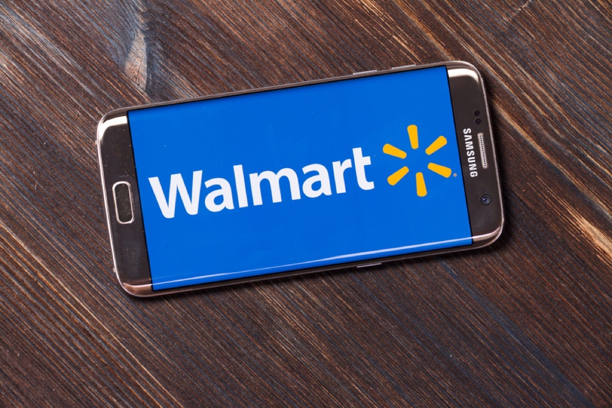 smartphone with walmart logo on screen