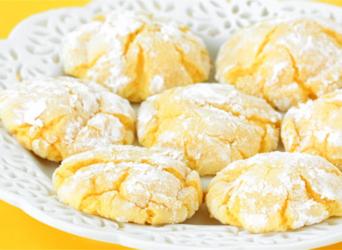 Lemon cake cookies on a white plate