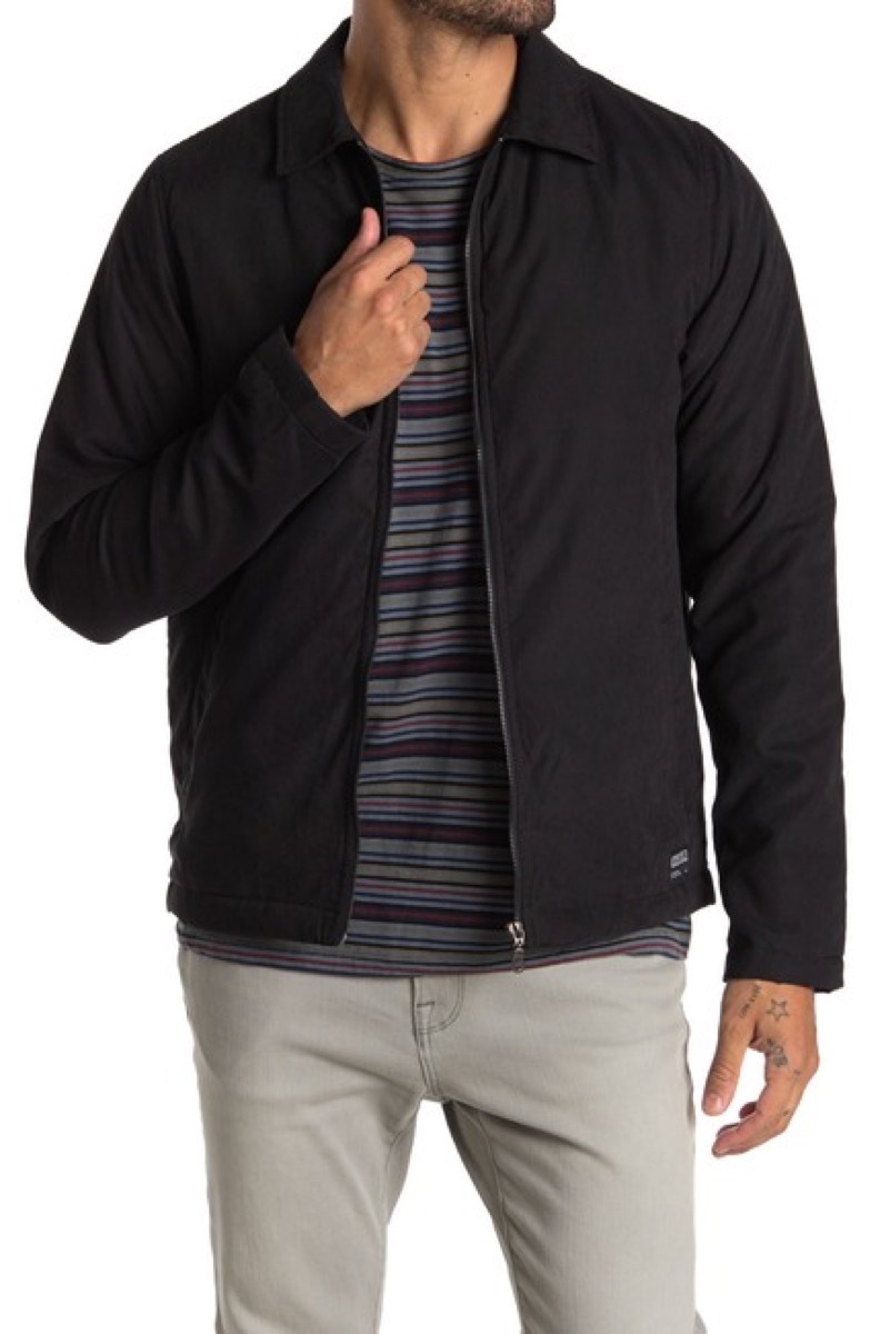 A black lightweight zip up jacket