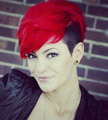 Black choppy pixie with red bangs | Short Hairstyles For Women Over 50 | Her Beauty