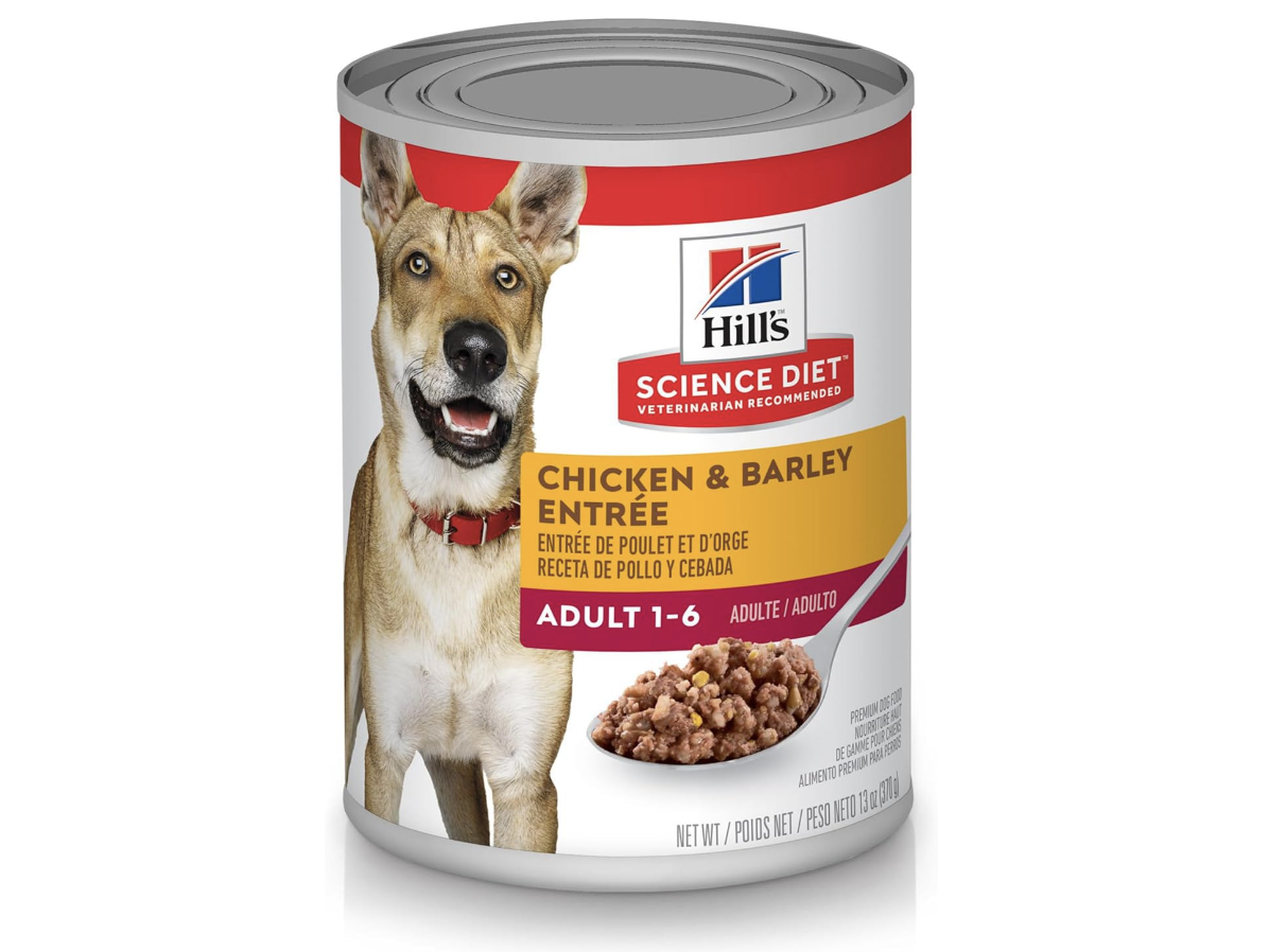 Can of Hill's Science Diet Adult dog food