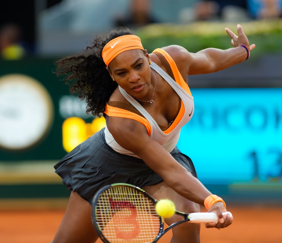 Serena Williams competing at the 2015 Madrid Open