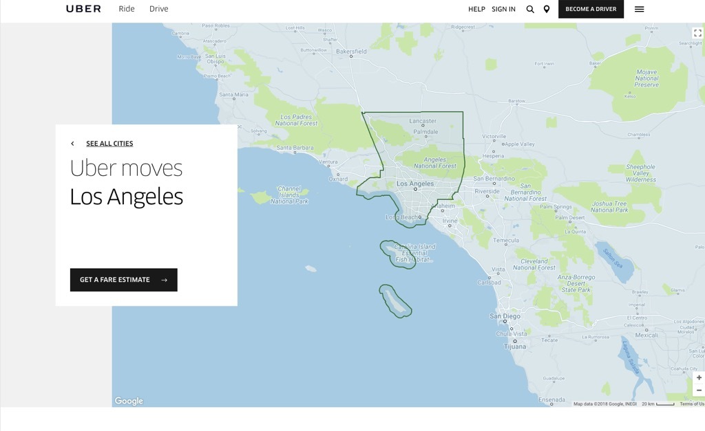 uber website most popular web search every state