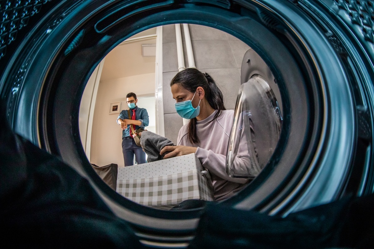 Young woman having a laundry day