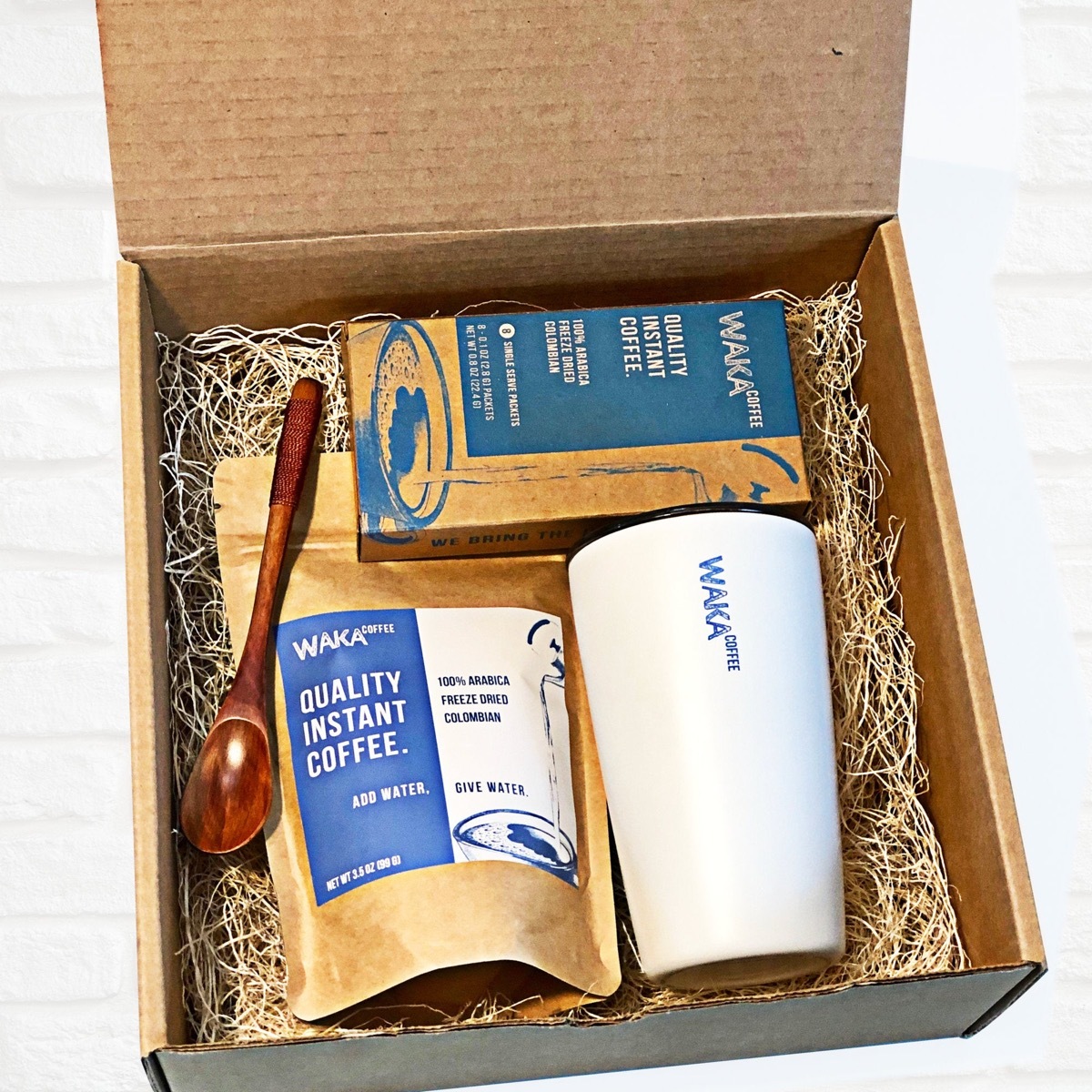 box with instant coffee and spoon, best gifts for coffee lovers