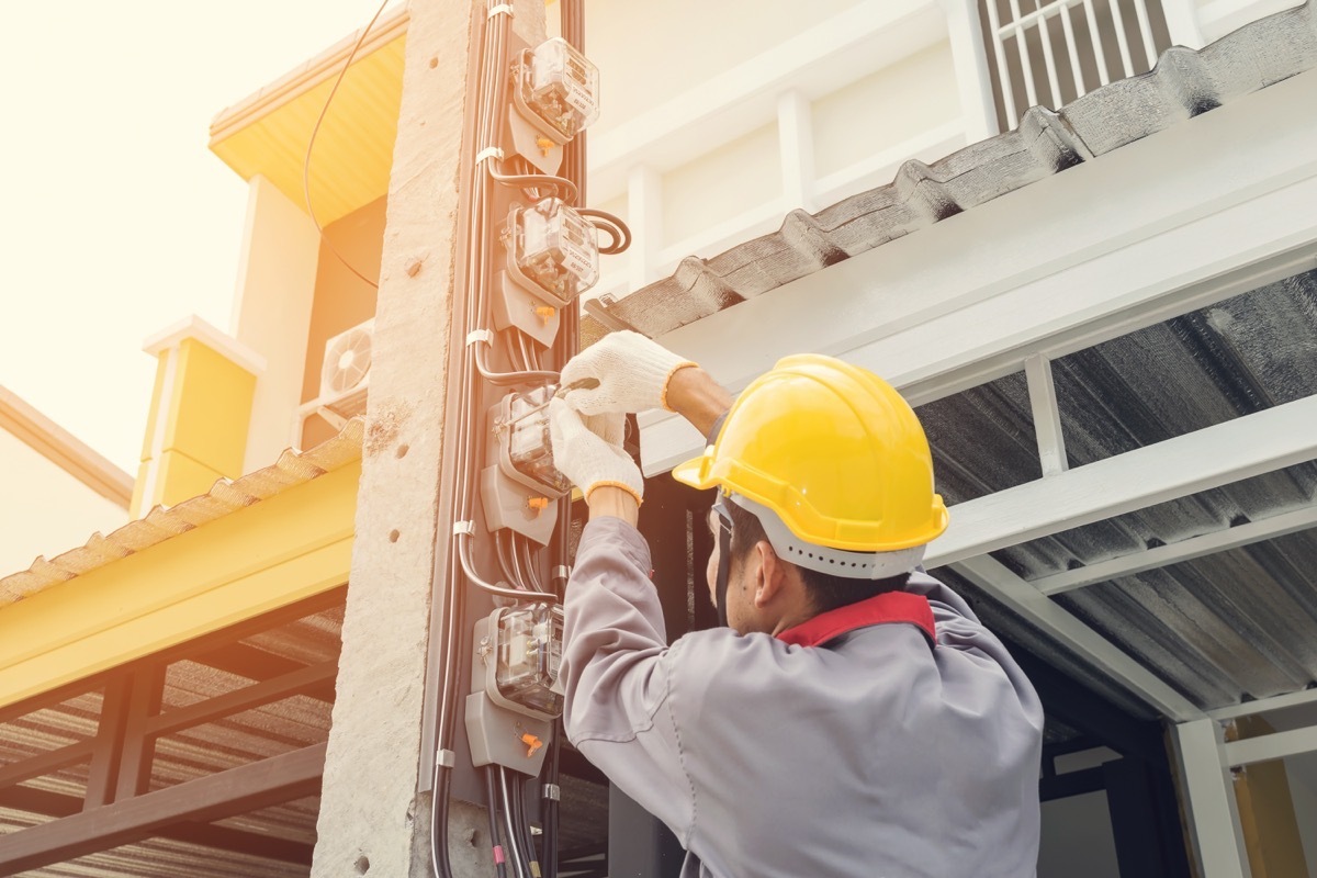 electrical box with worker outside