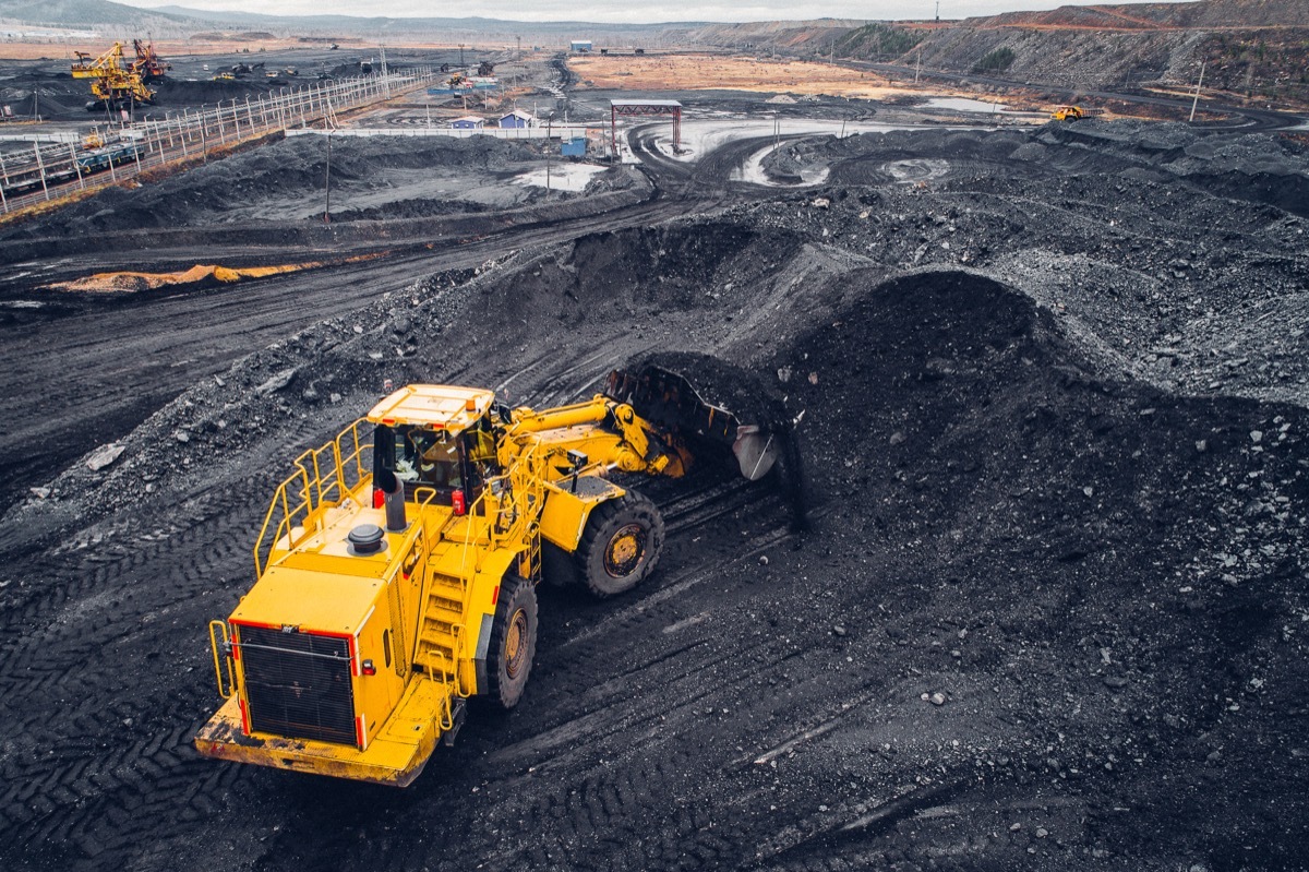 Coal mining at an open pit