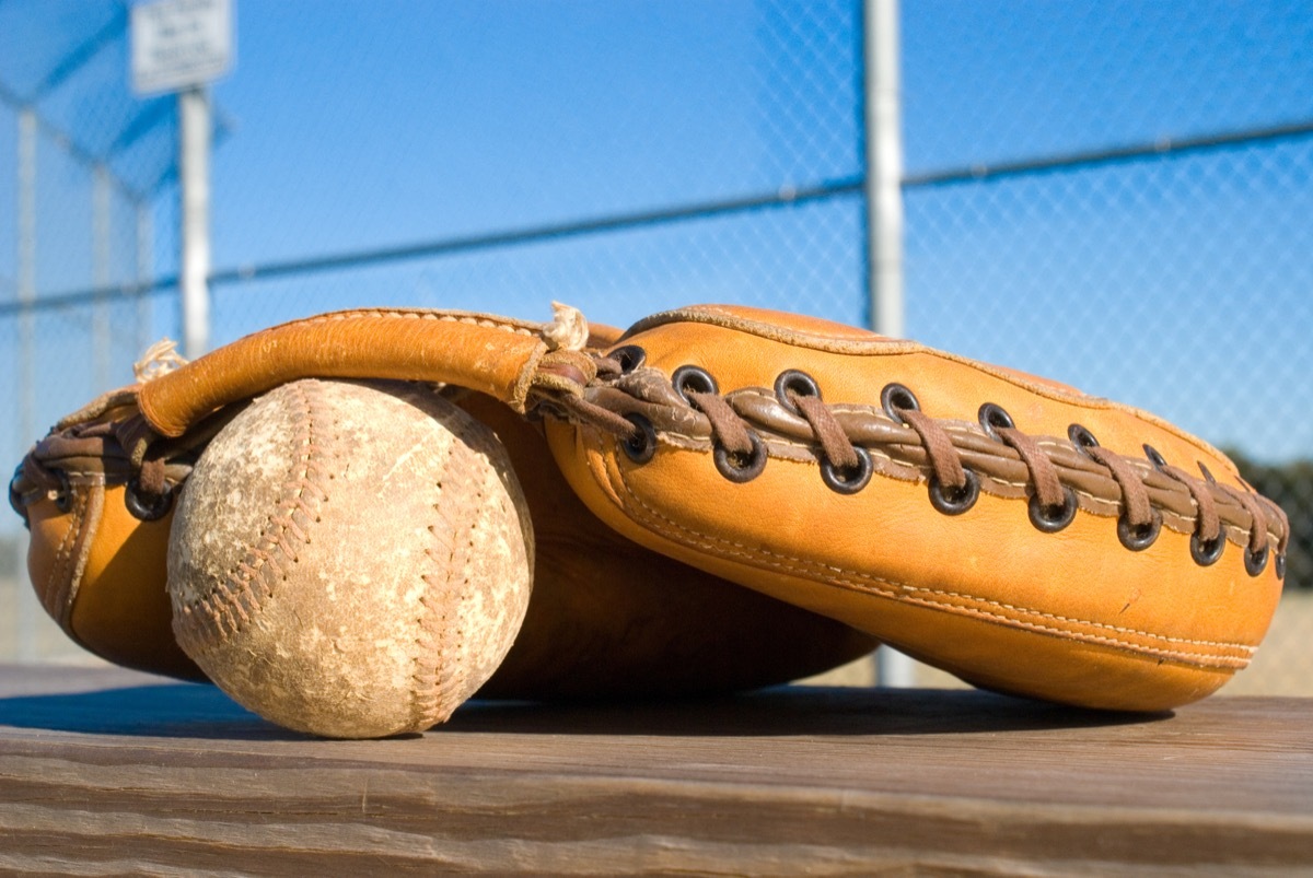 baseball glove with ball