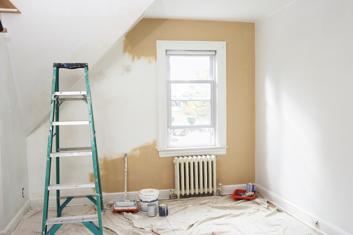 room under renovation, being painted