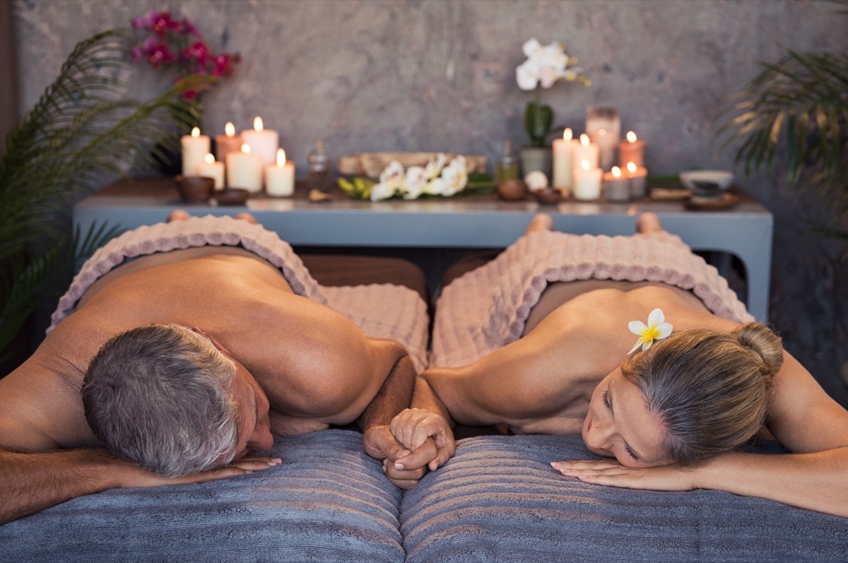 Couple having a spa day