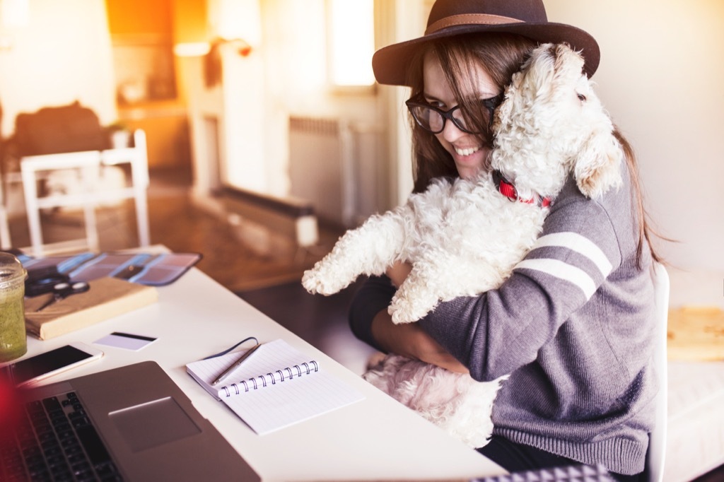 Woman with pet dog