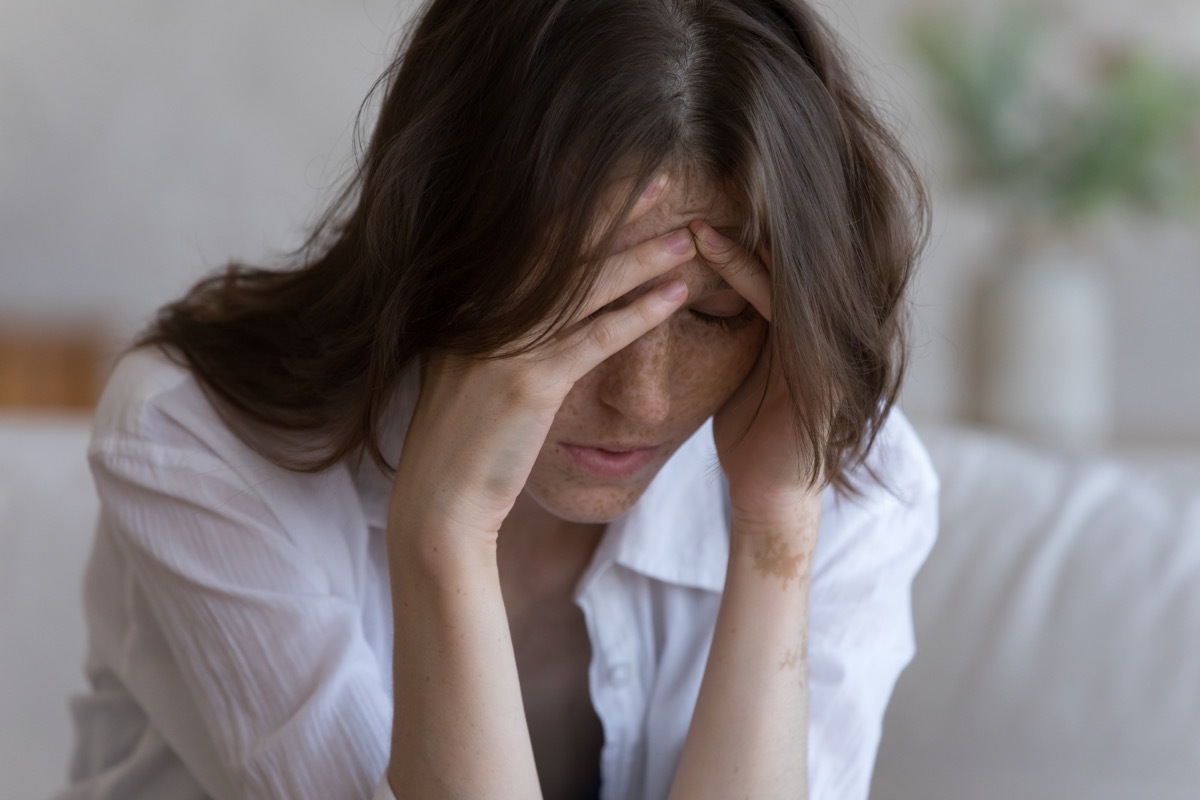 woman feeling drained and self-conscious