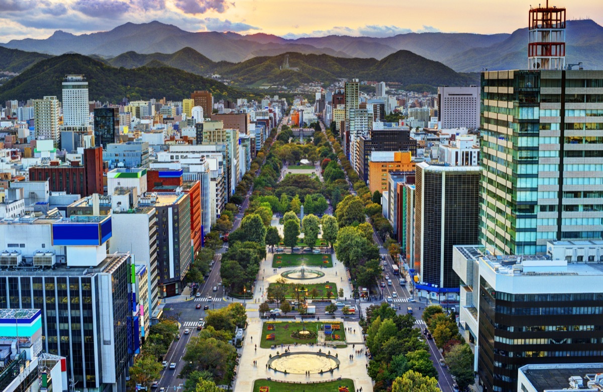 Cityscape of Sapporo, Hokkaido, Japan at Odori Park.