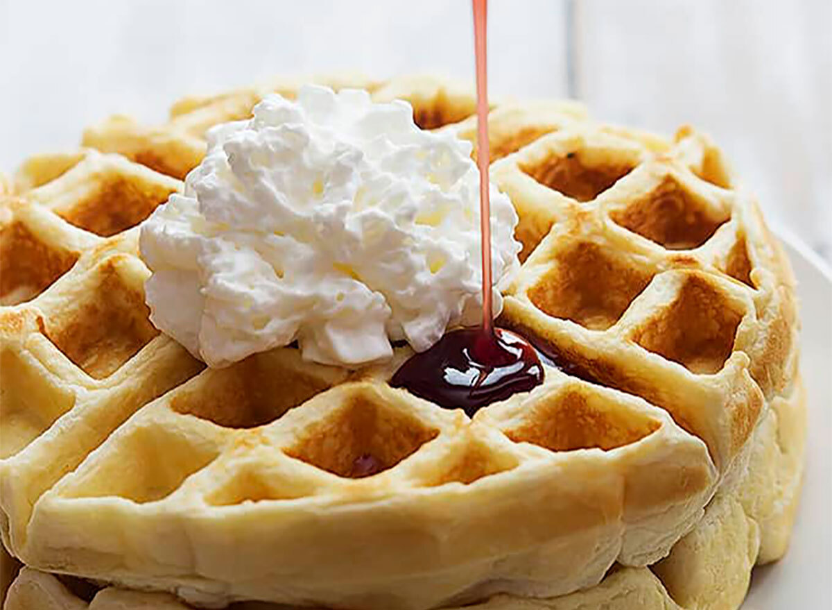 greek yogurt waffles with whipped cream