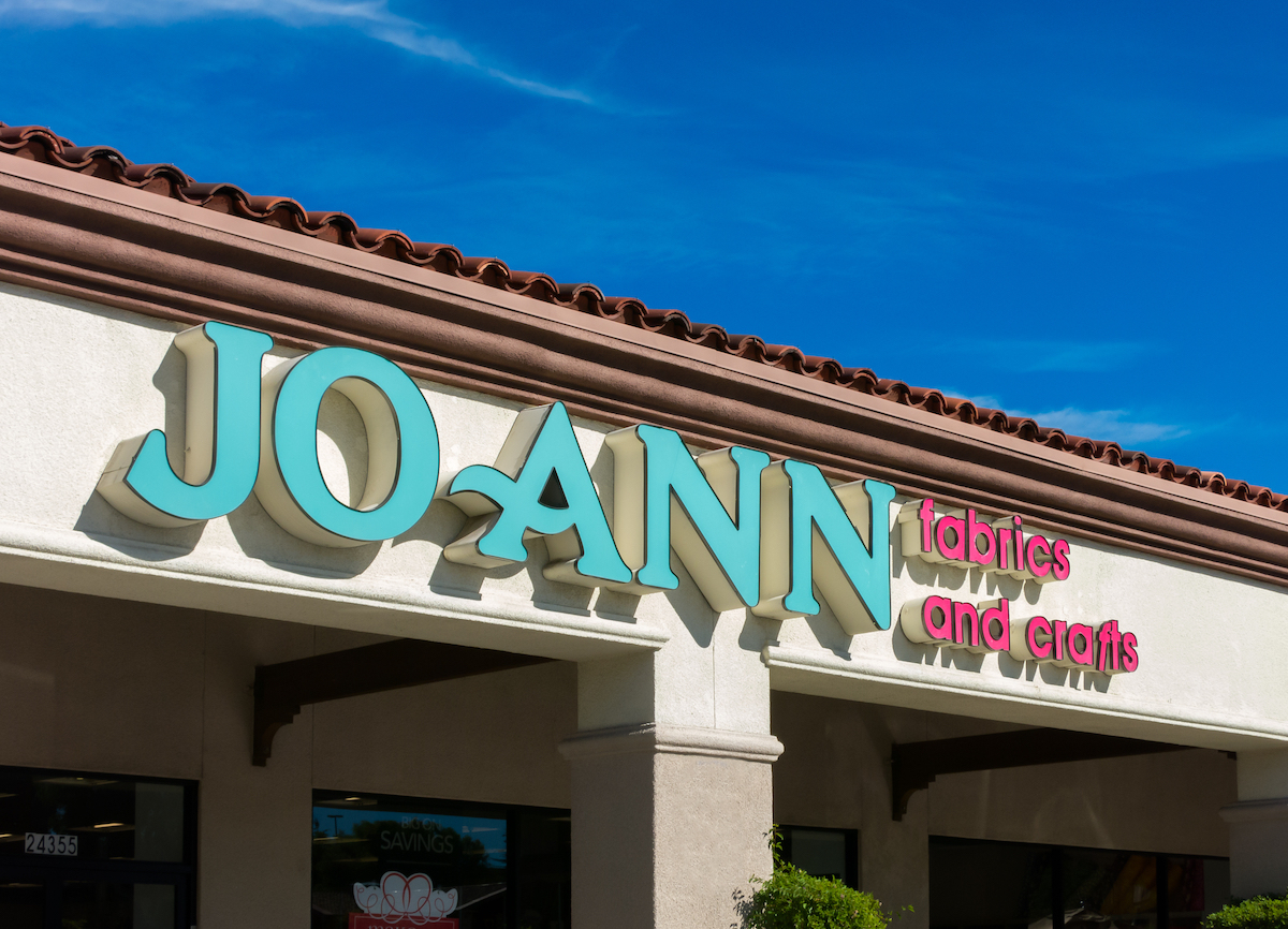 Exterior view of Jo Ann Fabrics and Crafts store.