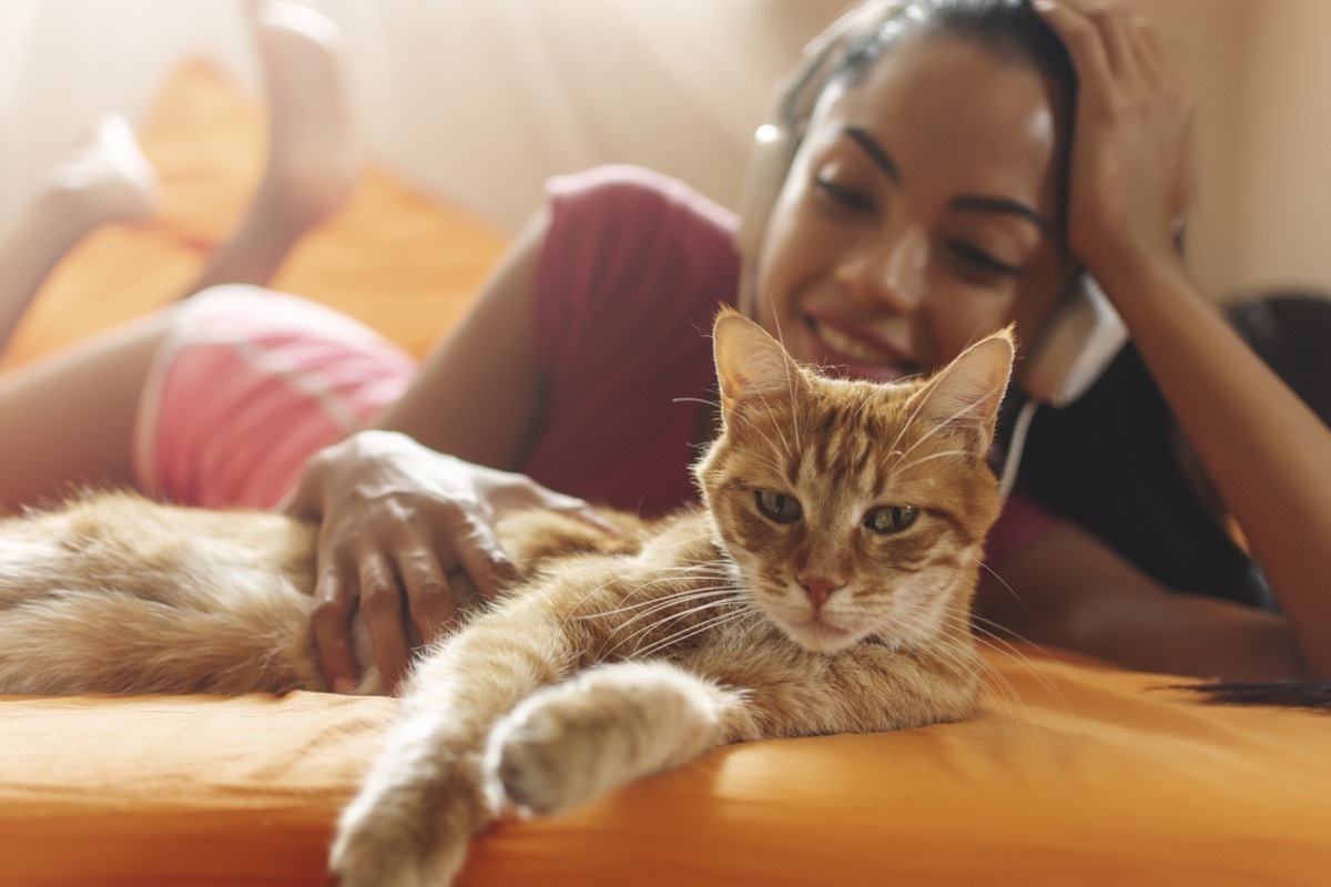 pretty young woman relaxing at home