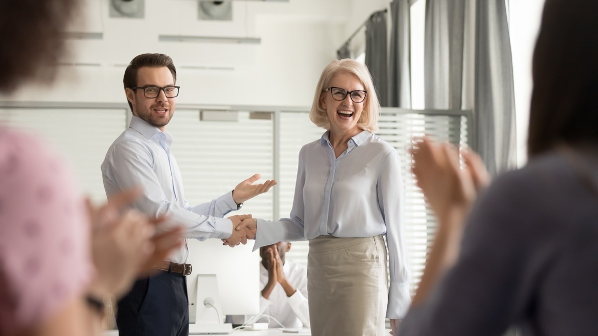 Co-workers Shaking Hands