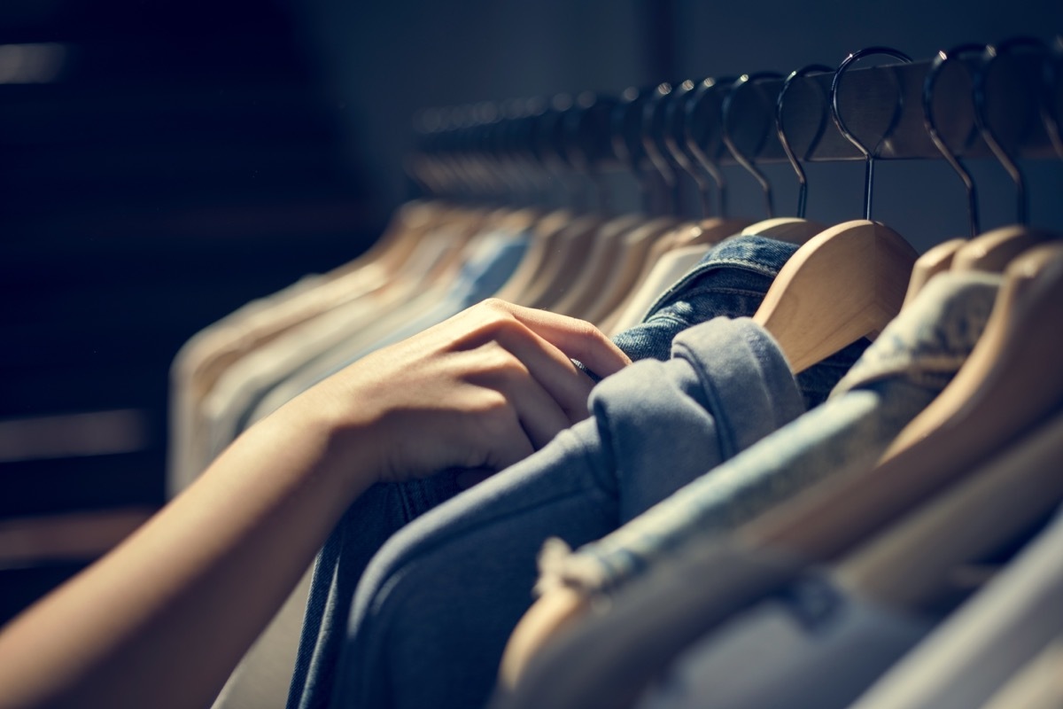 clothes on wooden hangers