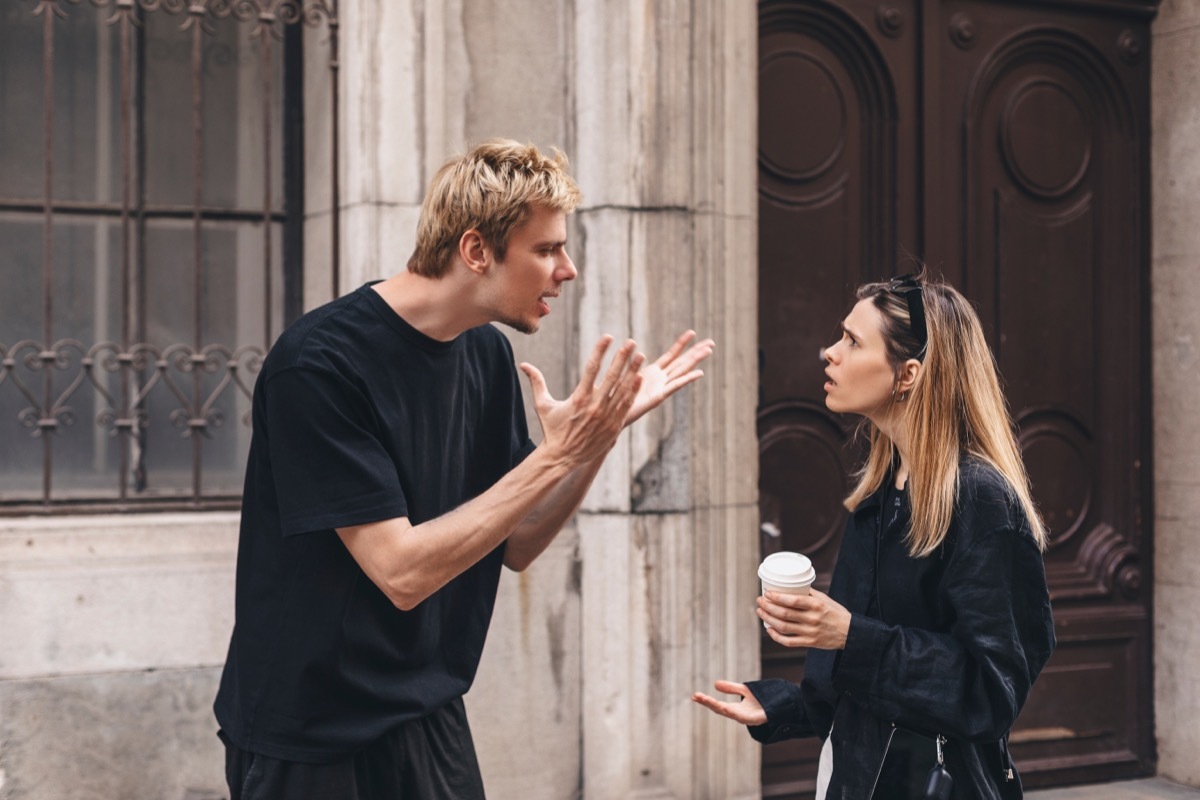 Young Couple Fighting Outside