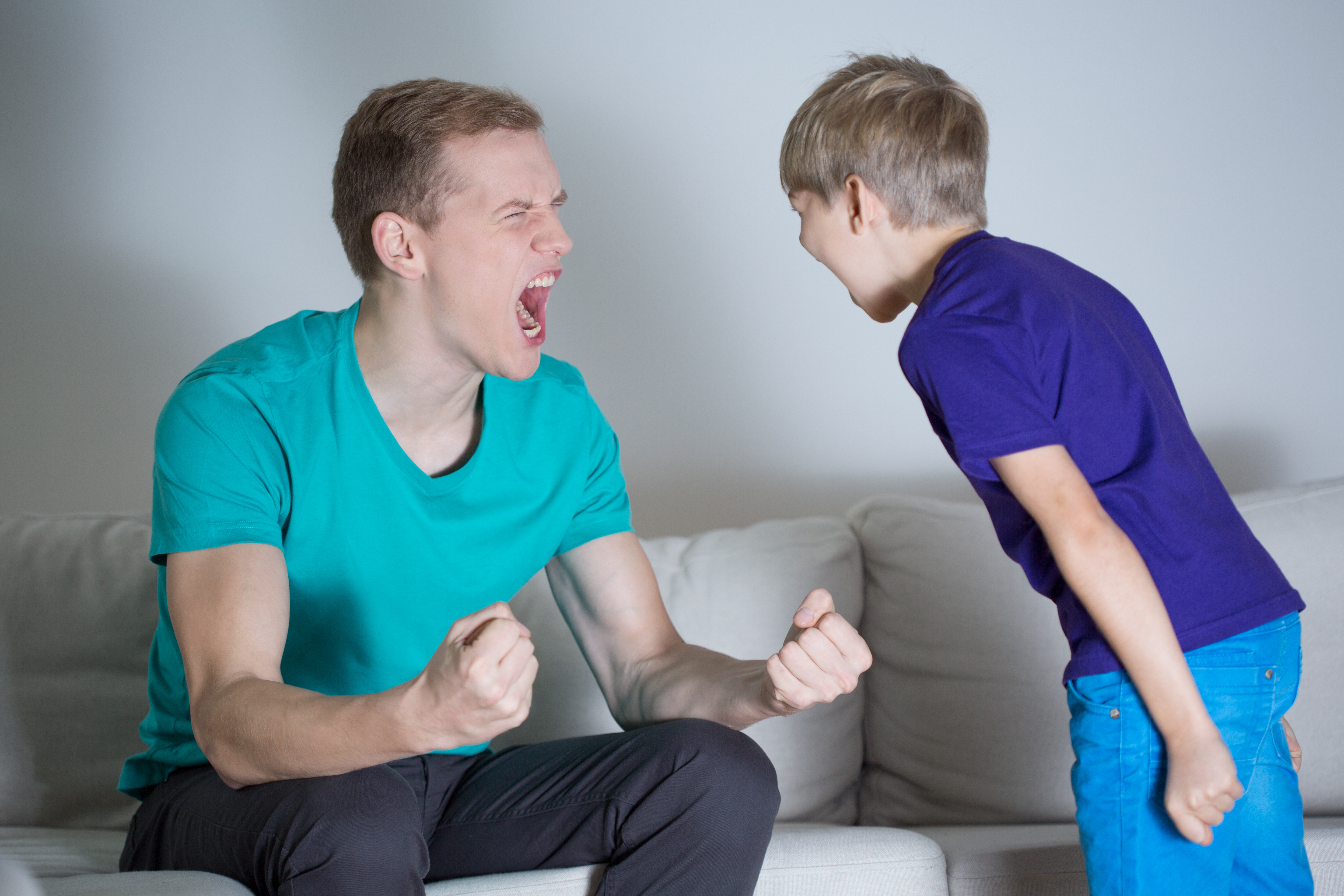 son and dad yelling ground kid