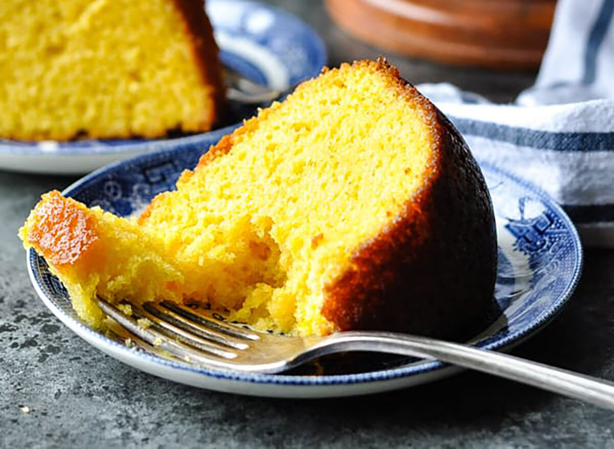 slice of orange juice cake with fork