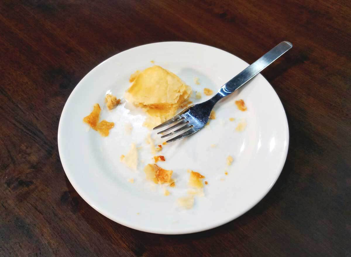 Leftover pie dessert on plate