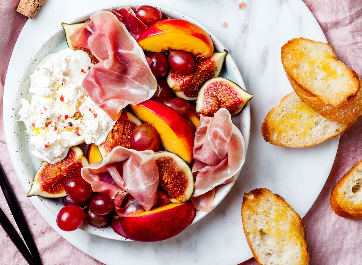 Burrata cheese figs peach toast