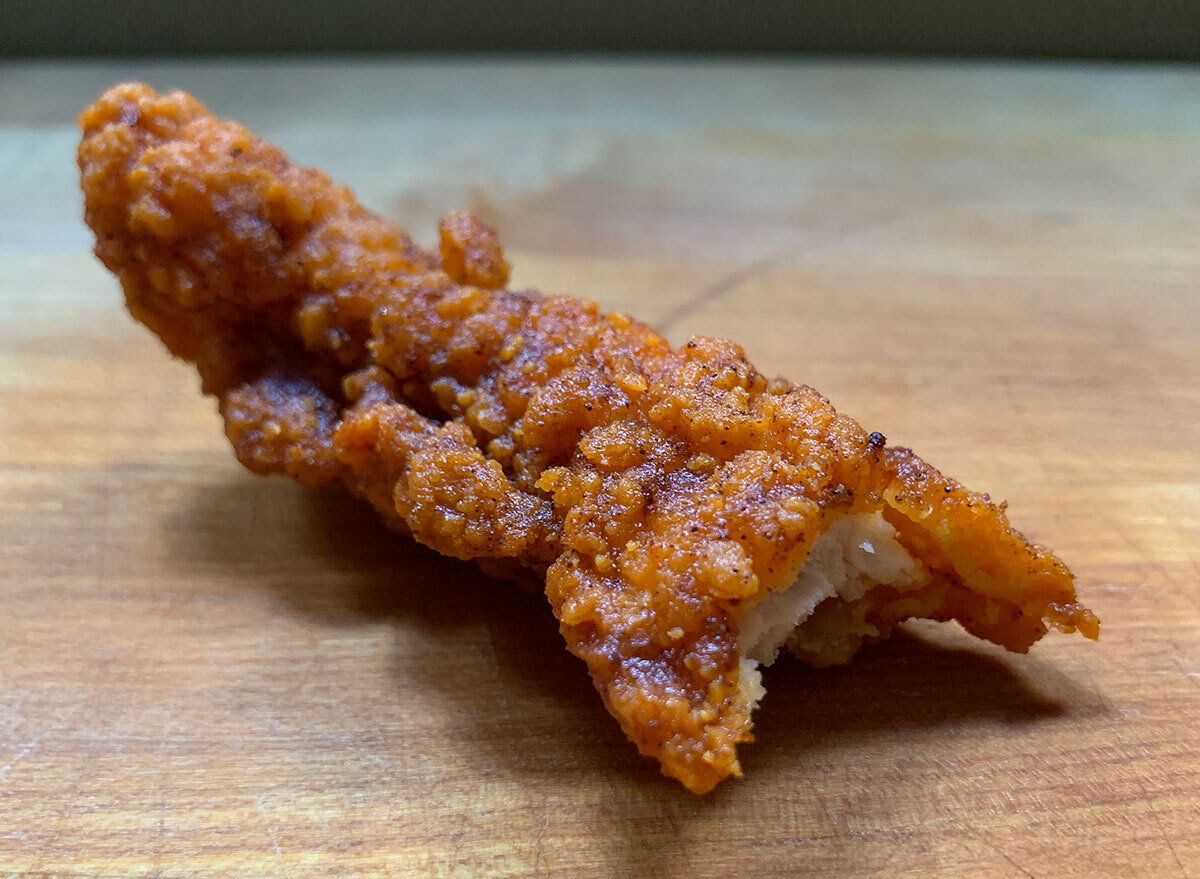 panda express hot chicken tender on wooden table