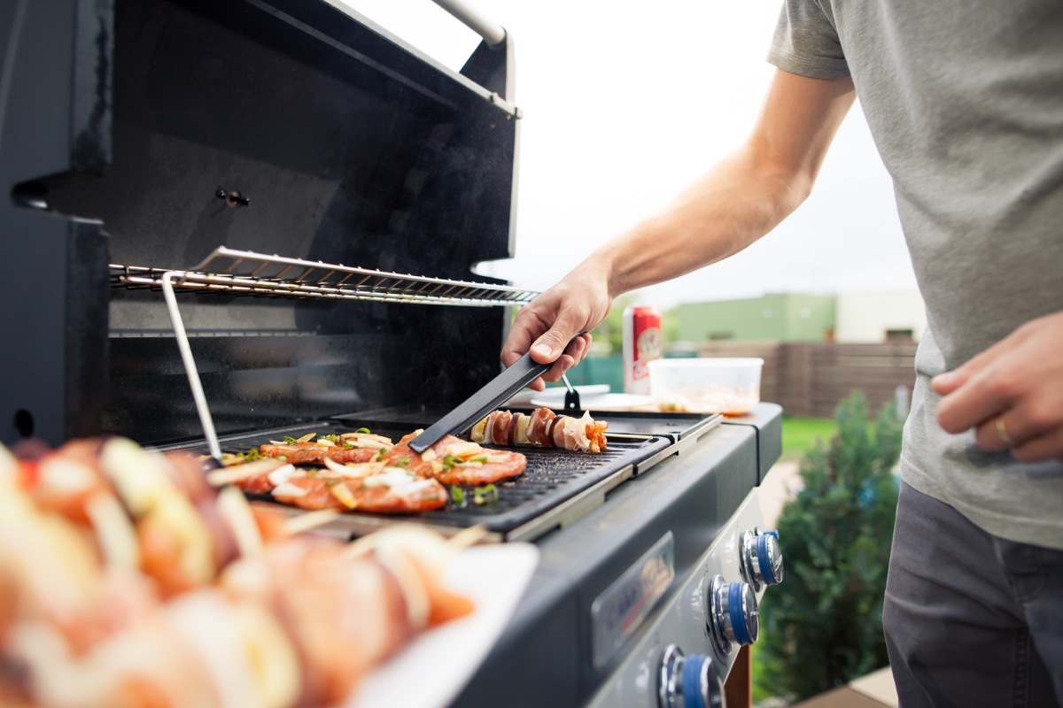 Man barbecuing