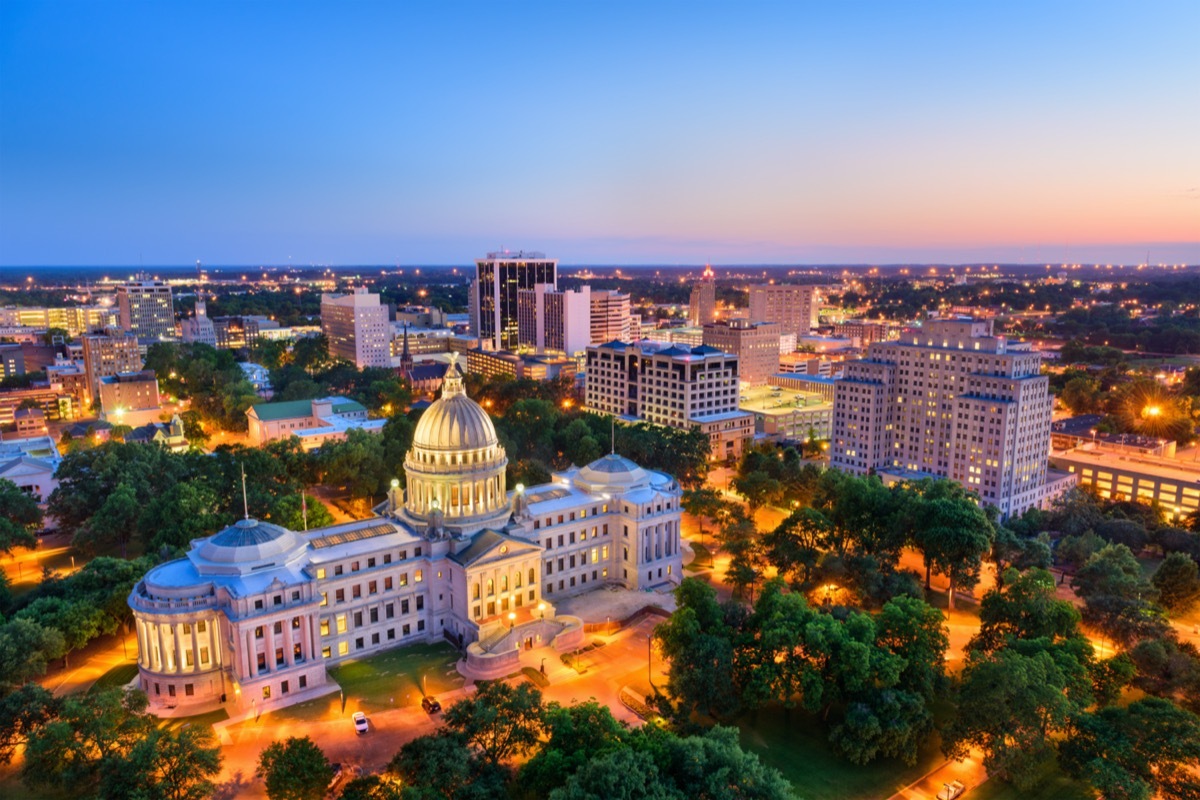 Jackson, Mississippi, USA skyline over the Capitol Building.