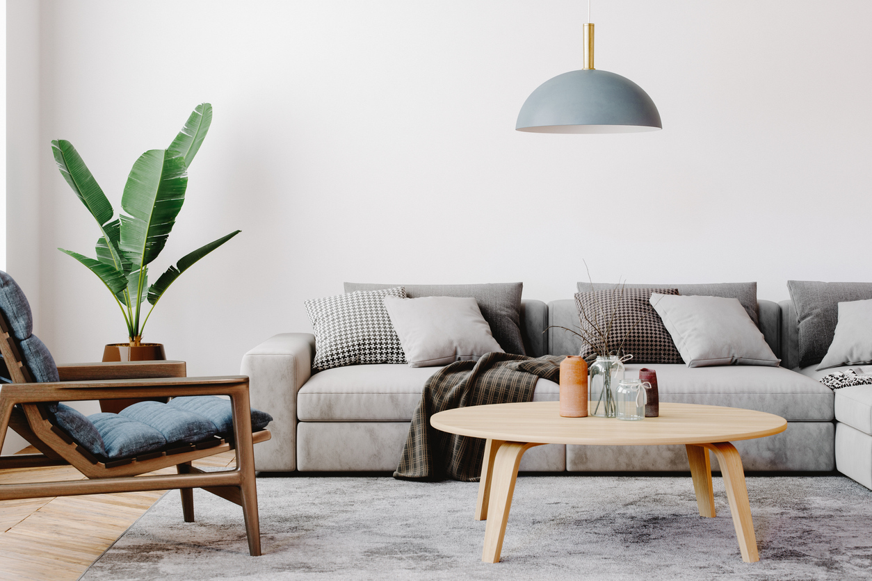 living room with light gray walls