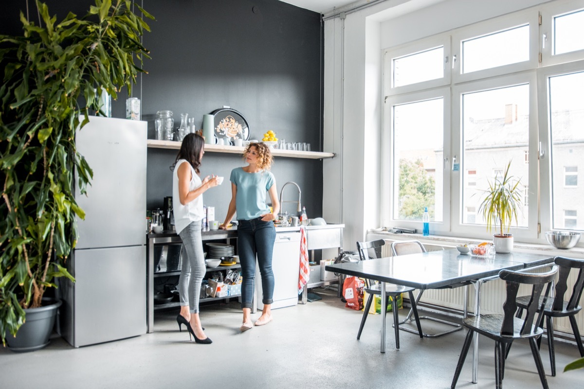 office break room with fridge