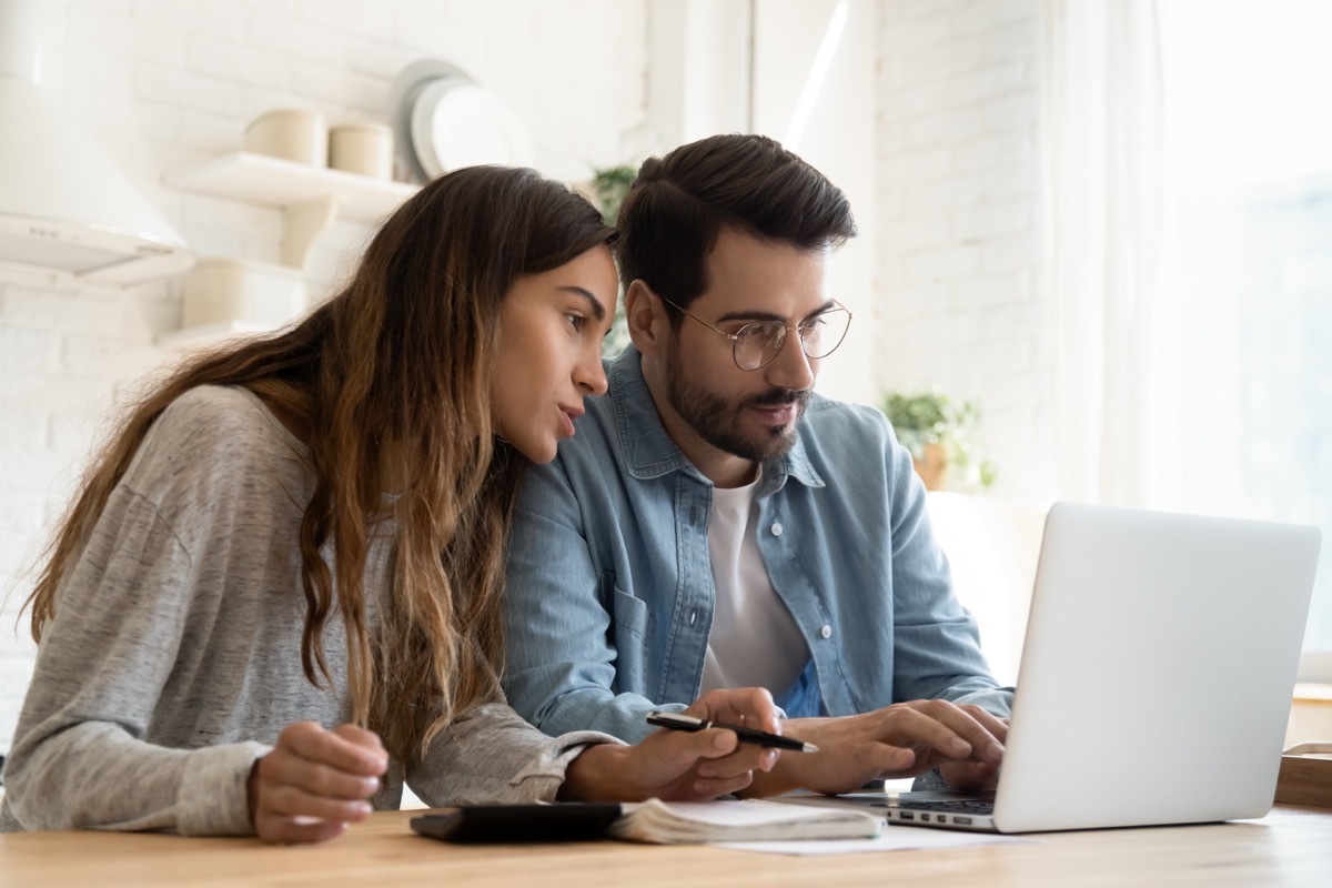 Couple having a discussion about finances together