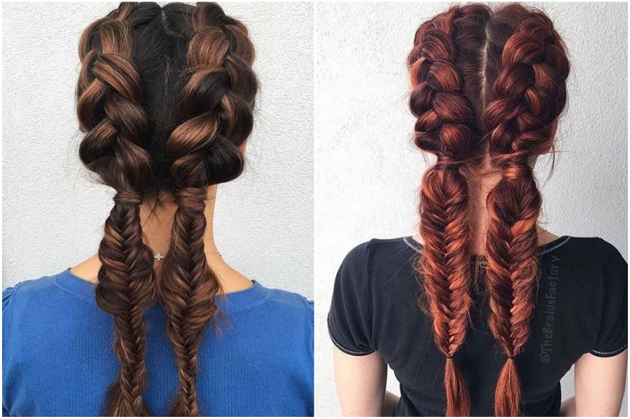  Dutch Braid & Fishtail Braid Combo | 12 Pretty Long Hairstyles for Fall 2019 | Her Beauty