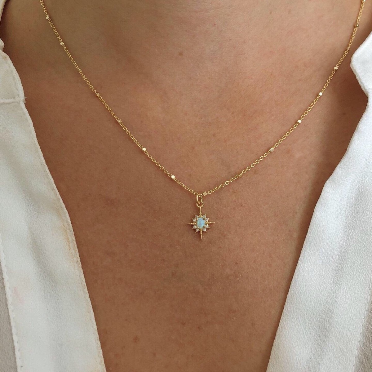 gold and opal star on chain, Etsy jewelry