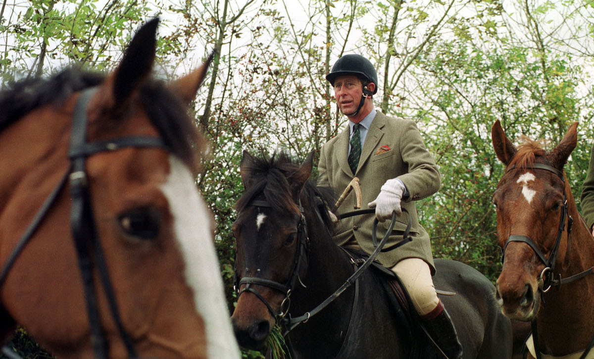 Prince Charles on the Beaufort Hunt on the first day of the new foxhunting season at Shipton Moyne.