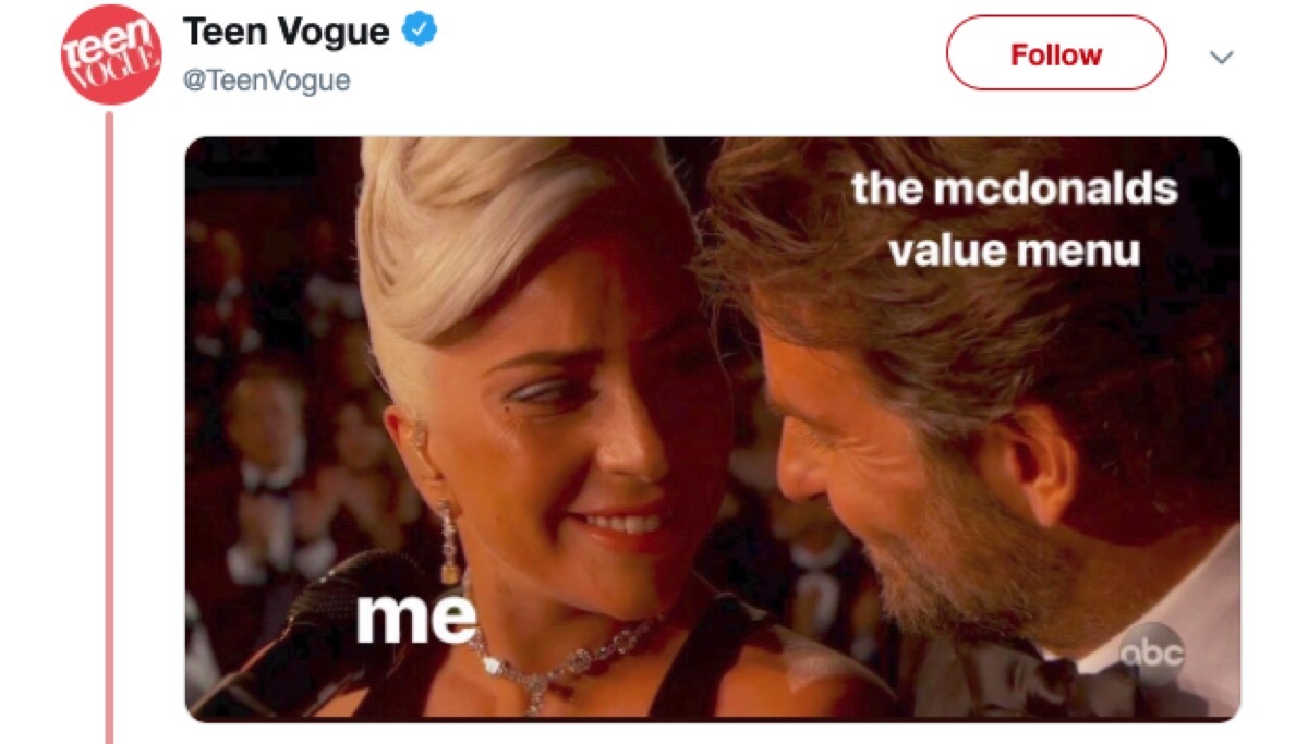 lady gaga and bradley cooper at the oscars, 2019 memes