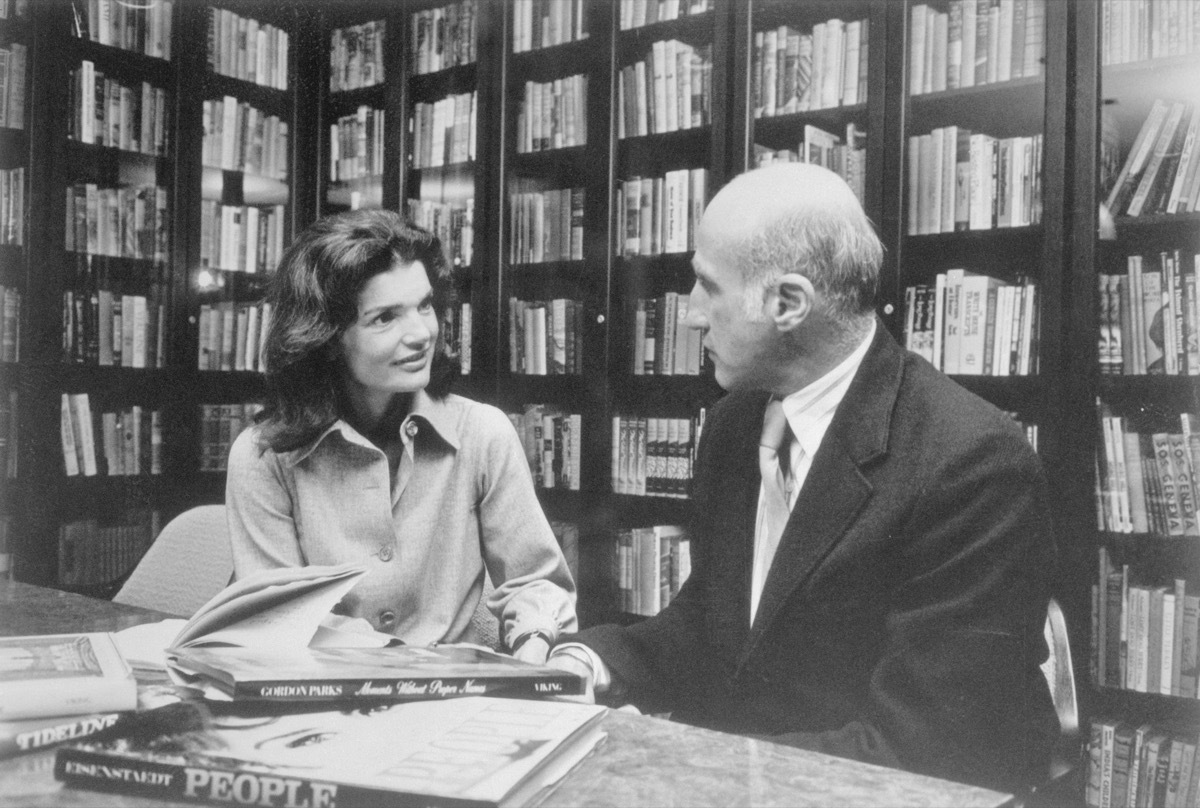 Jacqueline Kennedy Onassis Sitting With Tom Guinzburg of Viking Press