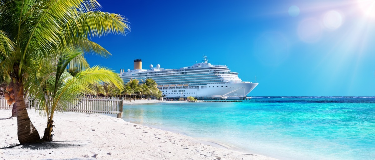 Cruise Ship Docked on an Island