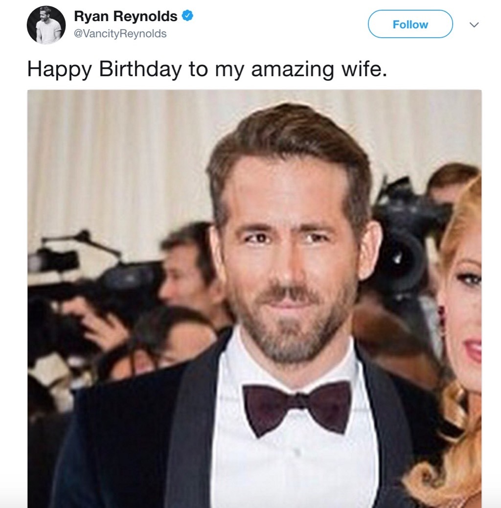 Ryan Reynolds Blake Lively funny tweet