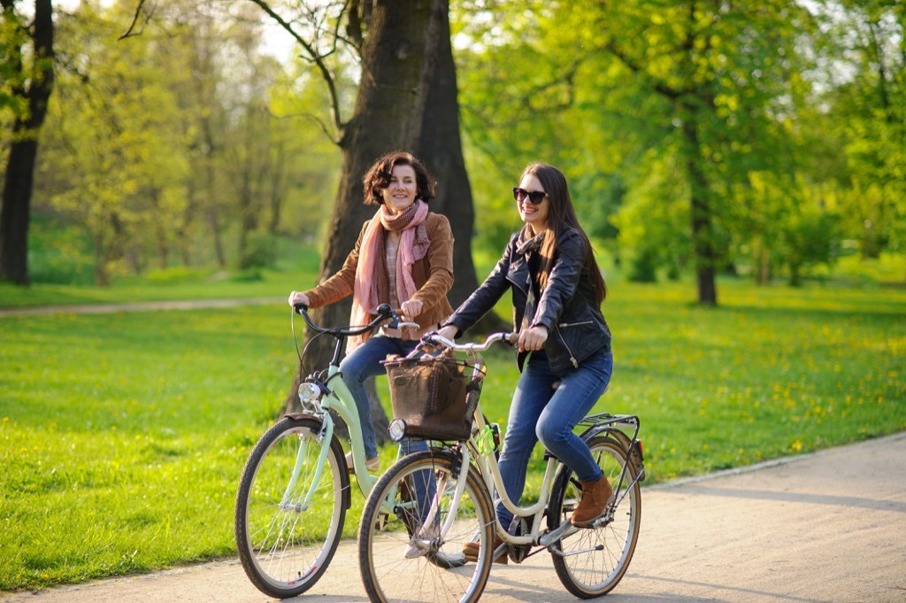 Two women on bike ride