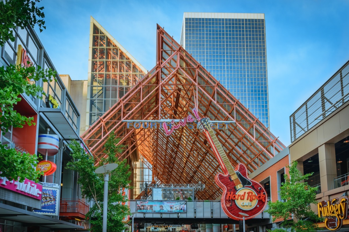 LOUISVILLE, KY, USA - JULY 10, 2016: Fourth Street Live an entertainment and retail complex located in Louisville Kentucky.