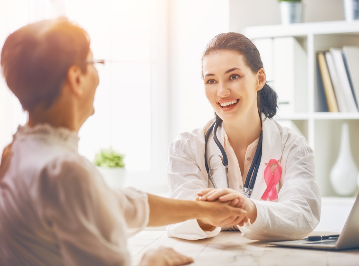 woman visiting her doctor for breast cancer check up