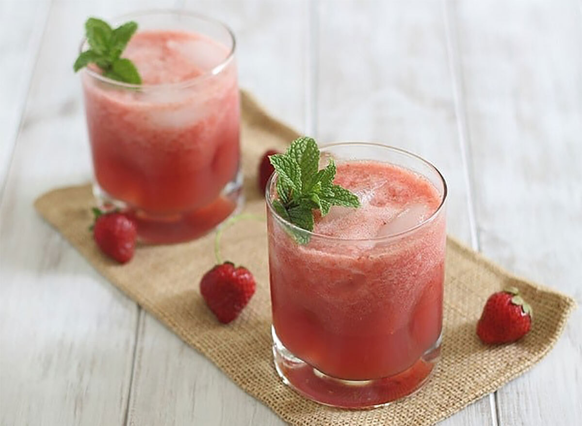 two glasses of watermelon lime slushies