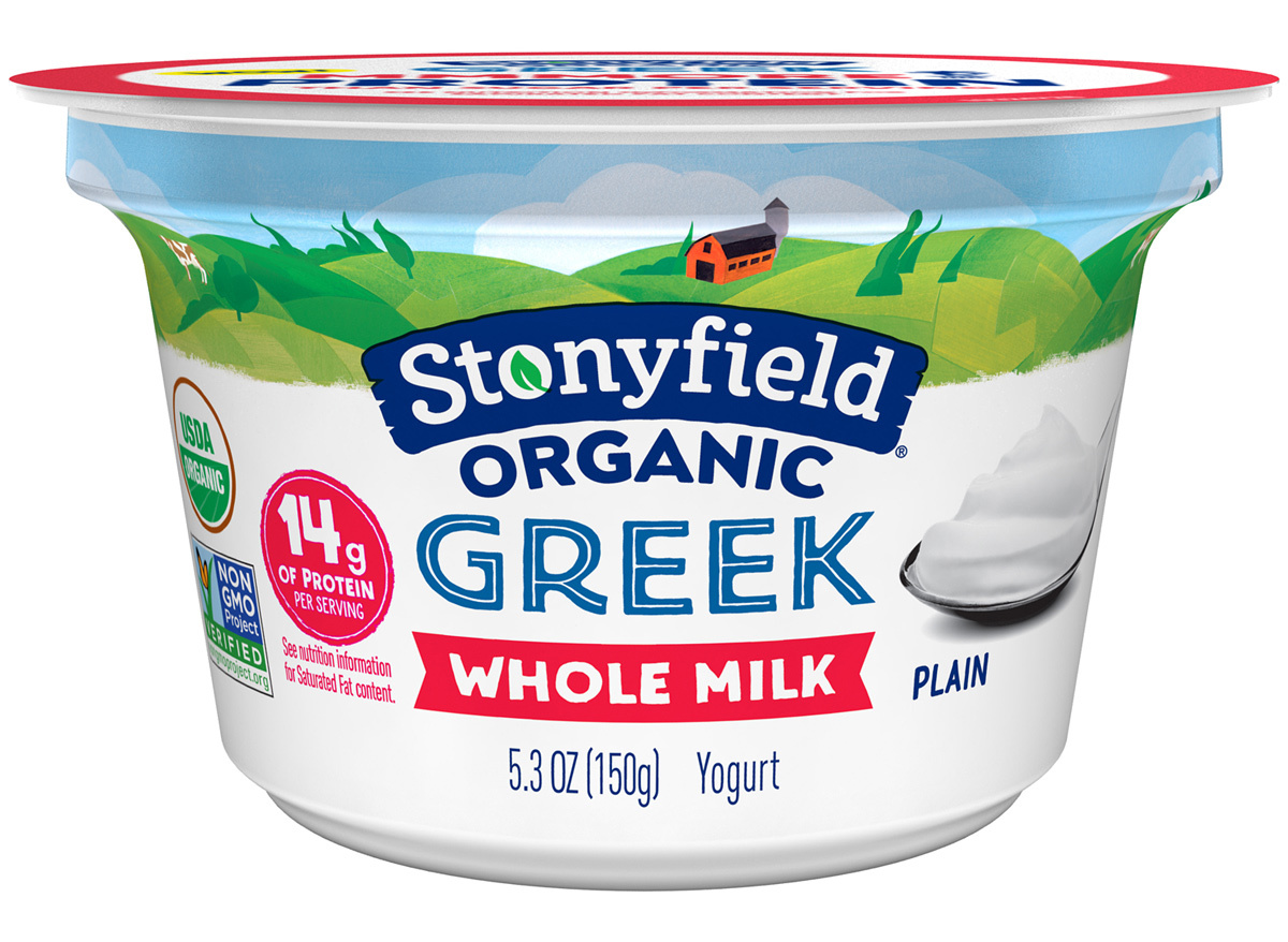 stonyfield organic greek whole milk plain yogurt