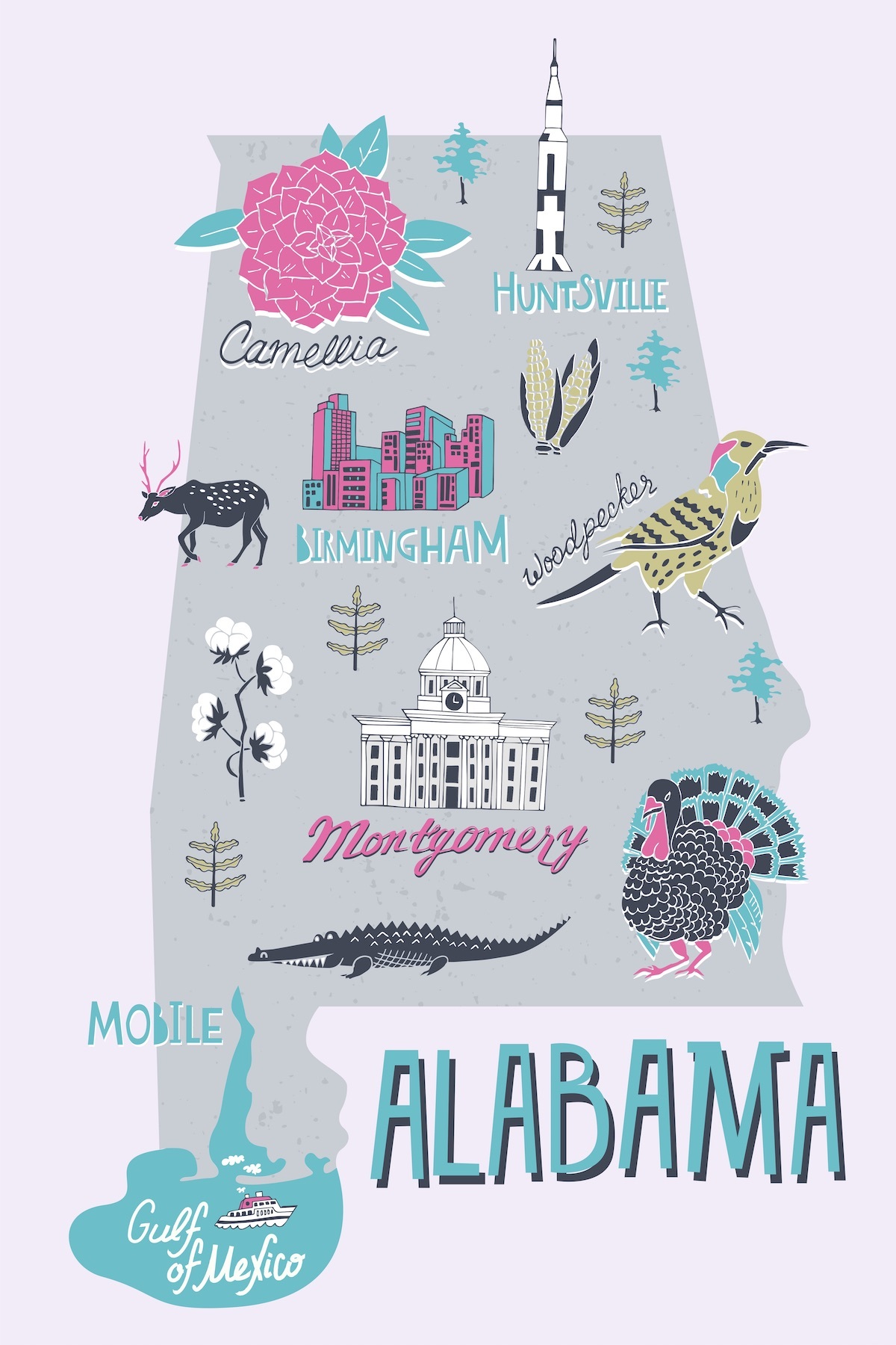 Alabama state illustration